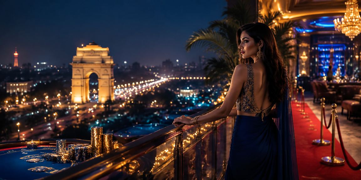 Spectacular India Gate with VIP and casino blue-gold themed nightlife
